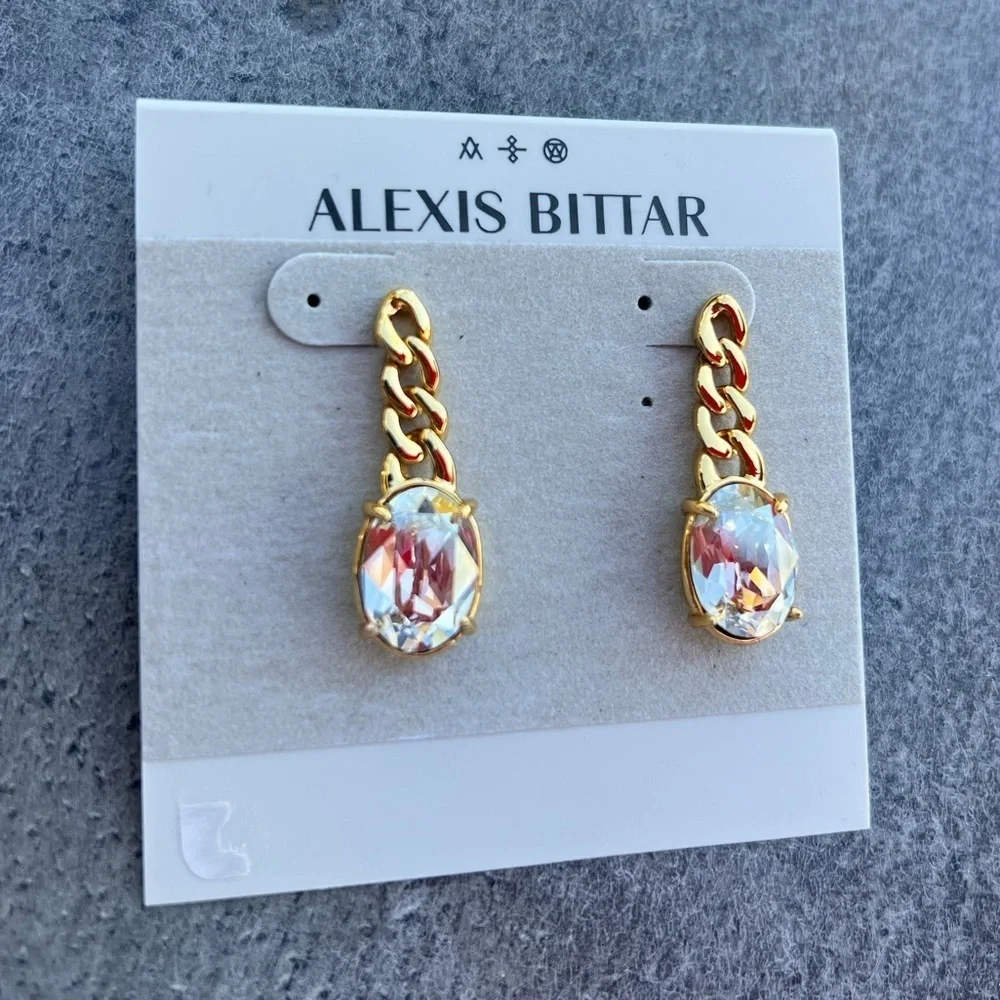 Alexis Bittar Bonbon Crystal Small Drop Post Earring in Gold NWT 125$